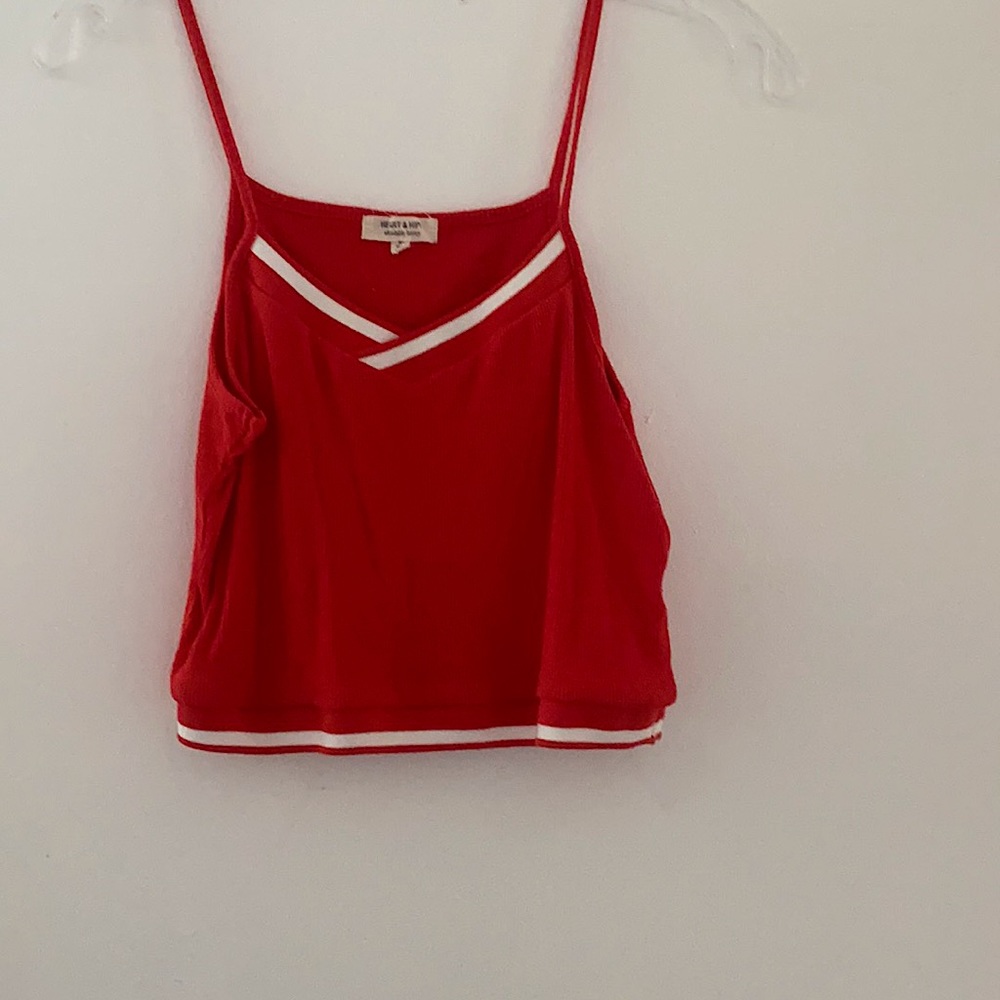 Cute red top with white strip